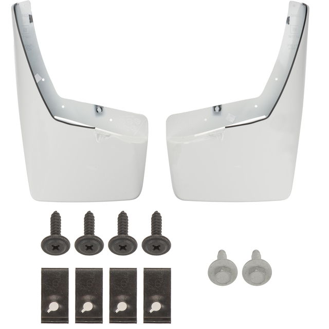 19170469 - Exterior: OEM NEW 07-14 GM Sierra Splash Guards Mud Flaps Front Set Summit White 19170469 for GMC: Sierra 1500, Sierra 1500 Classic, Sierra 1500 HD Classic, Sierra 2500 HD, Sierra 2500 HD Classic, Sierra 3500 Classic, Sierra 3500 HD Image