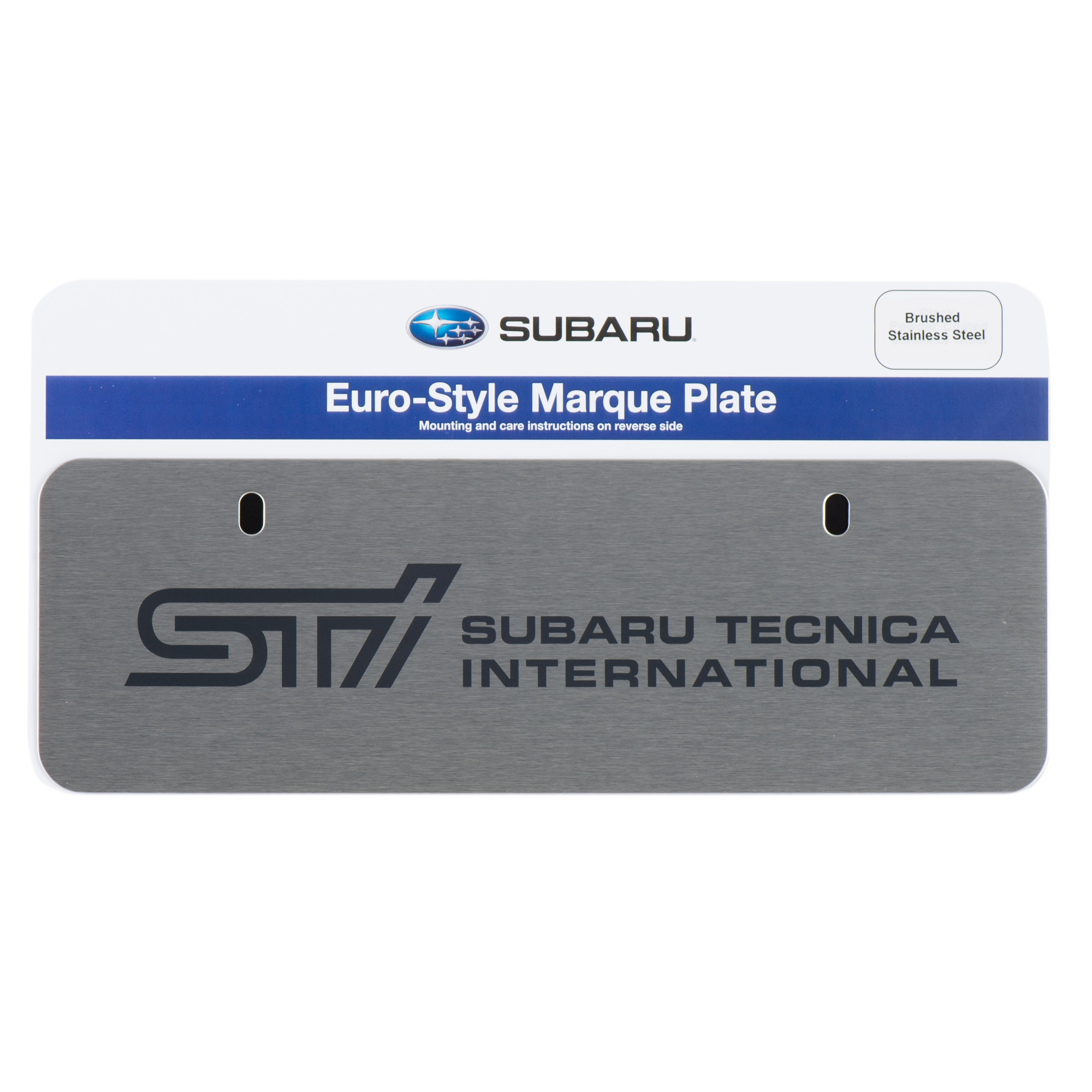 SOA342L132 - Exterior: OEM NEW 2013-2020 Subaru Forester Crosstrek Euro-Style Marque Plate SOA342L132 for Subaru: BRZ, Crosstrek, Forester, Impreza, Legacy, Outback, WRX Image