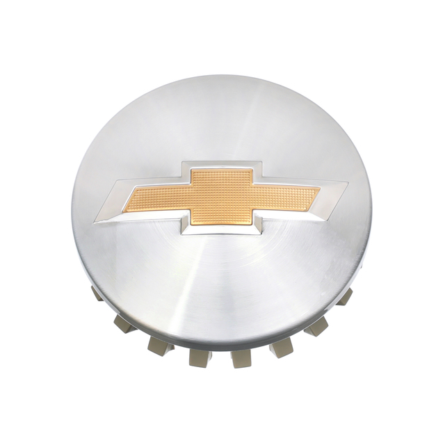 19301595 - Wheels: Wheel Center Caps, Brushed Aluminum, Bowtie Logo for Chevrolet: Colorado, Silverado 1500, Silverado 1500 LD, Silverado 1500 LTD, Silverado 2500 HD, Silverado 3500 HD, Suburban, Suburban 3500 HD, Tahoe Image