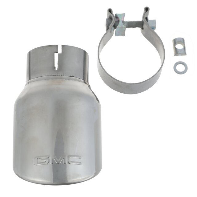 84439203 - Exterior: 2019-2025 GMC Canyon 2020-2025 Yukon Exhaust Tip w/ GMC Logo Polished Stainless Steel for GM Image