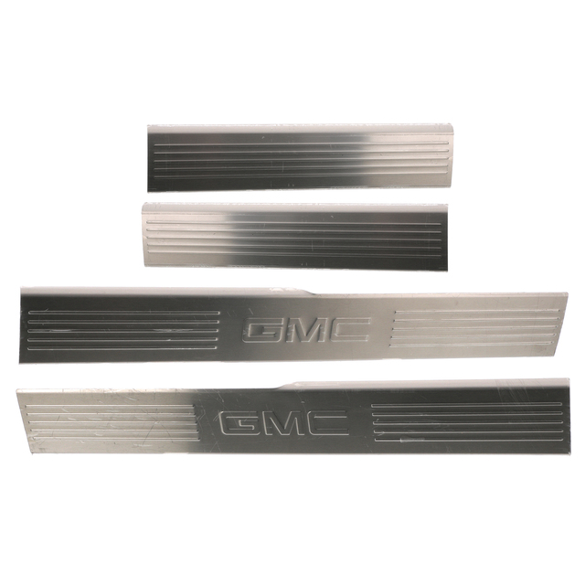 17802523 - Exterior: OEM NEW 2007-13 GM GMC Sierra 1500 Front and Rear Door Trim Sill Plates 17802523 for GMC: Sierra 1500, Sierra 1500 Classic, Sierra 1500 HD, Sierra 1500 HD Classic, Sierra 2500, Sierra 2500 HD, Sierra 2500 HD Classic, Sierra 3500, Sierra 3500 Classic, Sierra 3500 HD Image
