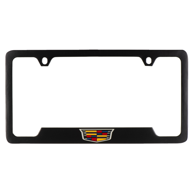 19330366 - Exterior: OEM NEW 14-21 GM Cadillac Sport License Plate Frame Black w/ Crest Logo 19330366 for Cadillac: ATS, CT4, CT5, CT6, CTS, Escalade, Escalade ESV, LYRIQ, XT4, XT5, XT6, XTS Image