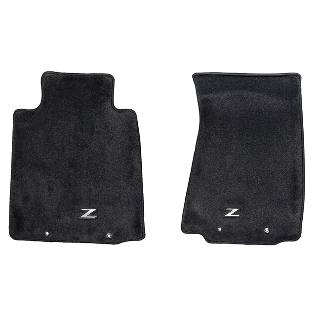 999E2ZV002 - Interior: 2009-2013 Nissan 370Z Premium Black Carpet Metal Logo Floor Mat Set of 2 OEM NEW for Nissan: 350Z, 370Z, Altima, NV3500 Image