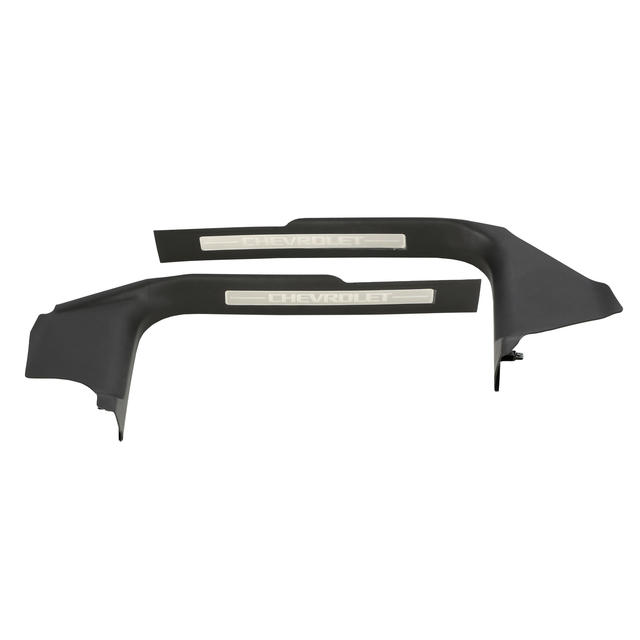 23114164 - Exterior: OEM NEW 2014-19 GM Chevrolet Front Door Sill Skid Plates with Jet Black 23114164 for Chevrolet: Silverado 1500, Silverado 1500 LD, Silverado 2500 HD, Silverado 3500 HD Image