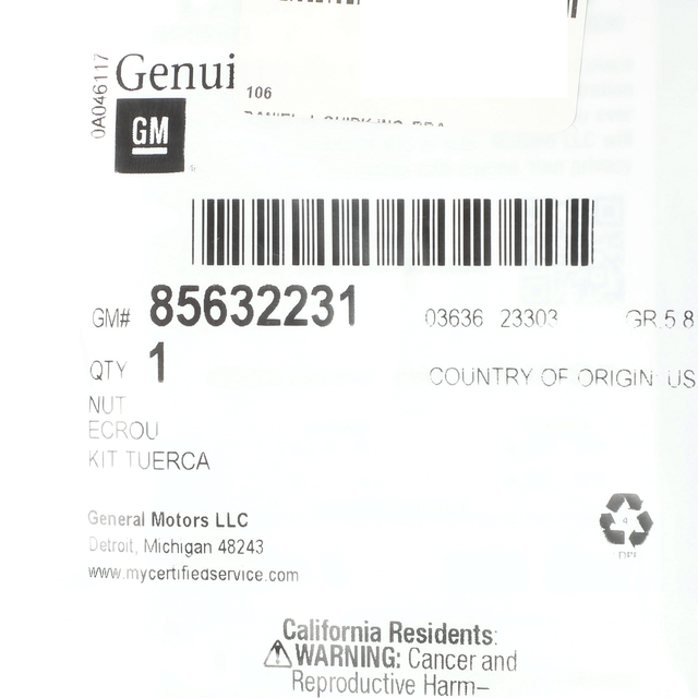 85632231 - : Wheel Lock Kit, Steel (For External Thread for Cadillac: Escalade | Chevrolet: Silverado EV, Suburban 1500, Suburban 2500, Tahoe | GMC: Yukon, Yukon XL 1500, Yukon XL 2500 Image