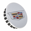 19351813 - Wheels: Wheel Center Caps, Silver w/Color Crest Logo for Cadillac: ATS, CT4, CT5, CT6, CTS, ELR, XT4, XT5, XT6 Image
