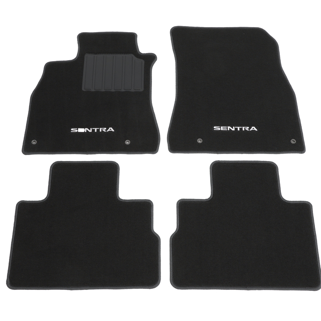 T99E26LB0A - Interior: OEM NEW 2020 Nissan Sentra Four Piece Black Carpeted Floor Mats T99E2-6LB0A for Nissan: Sentra Image