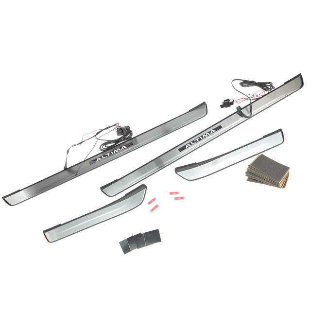 T99G66CA00 - Interior: 2019-2025 Nissan Altima Front &amp; Rear Illuminated Kick Plates Door Sills Scuff Guards for Nissan: Altima Image