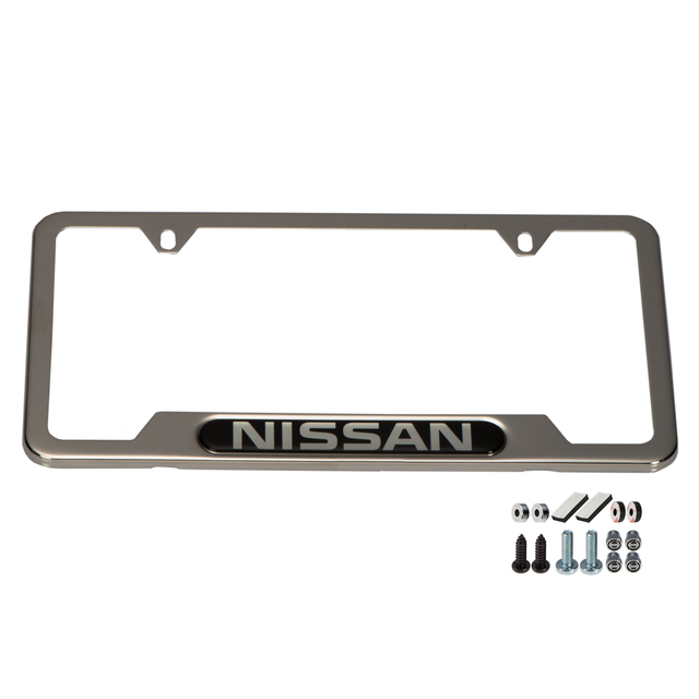 999MBSX001 - Exterior: OEM NEW 2011-2021 Nissan Titan License Plate Frame Valve Stem Caps 999MB-SX001 for Nissan: 200SX, 240SX, 300ZX, 350Z, 370Z, Altima, Armada, Axxess, Cube, Frontier, GT-R, Juke, Kicks, LEAF, Maxima, Murano, NV1500, NV200, NV2500, NV3500, NX, Pathfinder, Pickup, Pulsar NX, Qashqai, Quest, Rogue, Rogue Sport, Sentra, Stanza, TITAN, TITAN XD, Versa, Versa Note, Xterra Image