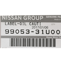 9905331U00 - Body: Caution Label for Nissan: 350Z, Altima, Maxima, Murano, Quest Image