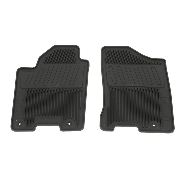 999E1WX000 - Interior: 2010-2014 Nissan Titan Black All Weather Rubber FRONT Floor Mats OEM NEW Genuine for Nissan: Altima, NV3500, TITAN Image