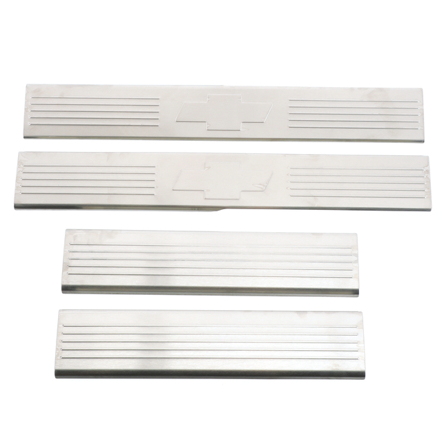 17802519 - Exterior: OEM NEW 2007-13 GM Chevrolet Front and Rear Sets Door Sill Trim Plates 17802519 for Chevrolet: Silverado 1500, Silverado 1500 Classic, Silverado 1500 HD, Silverado 1500 HD Classic, Silverado 2500, Silverado 2500 HD, Silverado 2500 HD Classic, Silverado 3500, Silverado 3500 Classic, Silverado 3500 HD Image