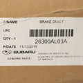 26300AL03A - : OEM NEW 2015-2019 Subaru Legacy Outback Limited 2.5L Disc Brake Rotor 26300AL03A for Subaru: Legacy, Outback Image