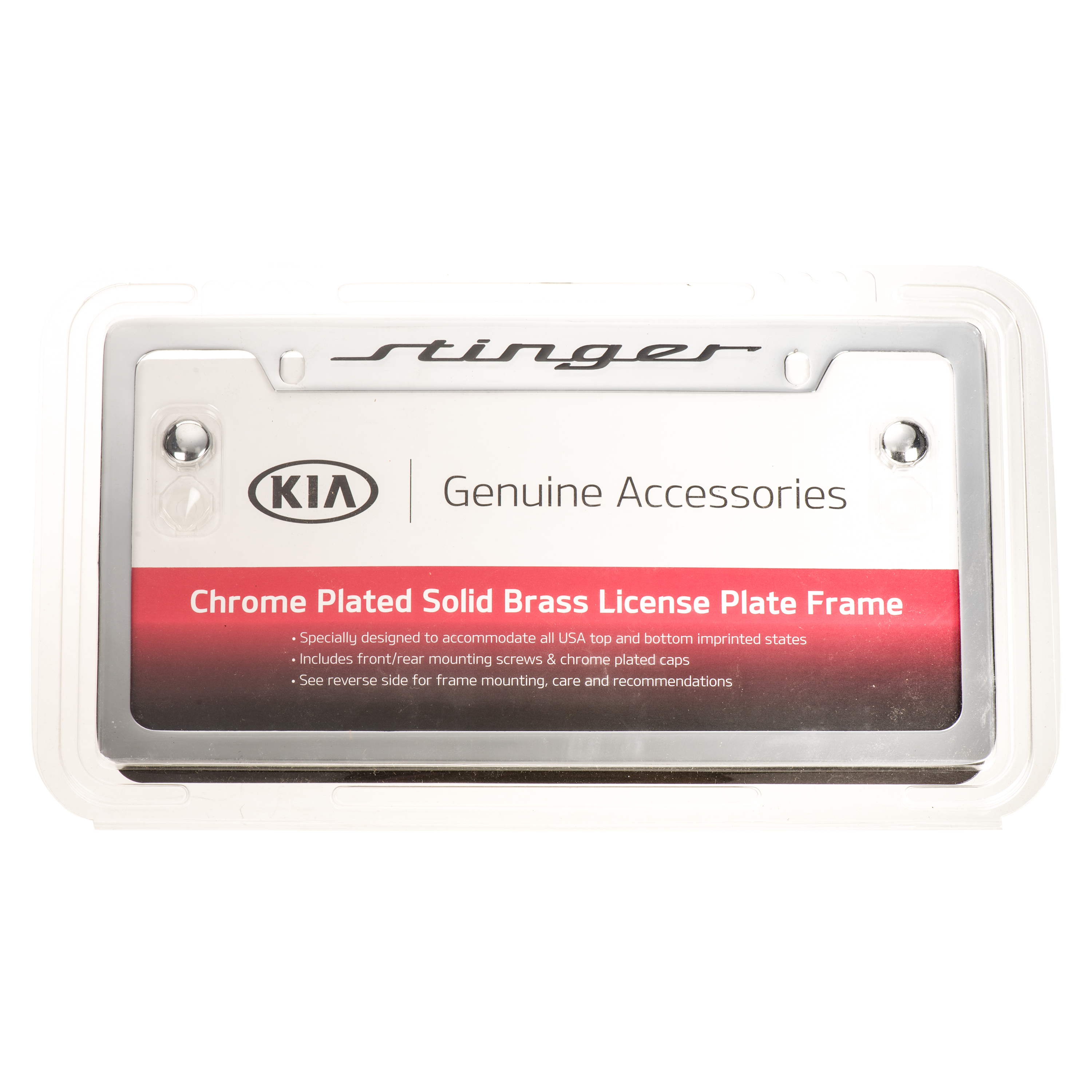 UR017AY001CK - : OEM NEW 2018-2019 Kia Stinger Chrome License Plate Frame Upper Logo UR017AY001CK for Kia Image