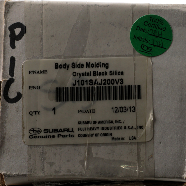 J101SAJ200V3 - Body: 2010-2014 Subaru Legacy &amp; Outback Body Side Molding Crystal Black Silica OEM NEW for Subaru: Legacy, Outback Image