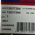 12637204 - Cooling System: Serpentine Belt for Cadillac: Escalade, Escalade ESV, Escalade EXT | Chevrolet: Avalanche 1500, Avalanche 2500, Express 1500, Express 2500, Express 3500, Express 4500, Silverado 1500, Silverado 1500 Classic, Silverado 1500 HD, Silverado 1500 HD Classic, Silverado 2500, Silverado 2500 HD, Silverado 2500 HD Classic, Silverado 3500, Silverado 3500 Classic, Silverado 3500 HD, Suburban 1500, Suburban 2500, Suburban 3500 HD, Tahoe | GMC: Savana 1500, Savana 2500, Savana 3500, Savana 4500, Sierra 1500, Sierra 1500 Classic, Sierra 1500 HD, Sierra 1500 HD Classic, Sierra 2500, Sierra 2500 HD, Sierra 2500 HD Classic, Sierra 3500, Sierra 3500 Classic, Sierra 3500 HD, Yukon, Yukon XL 1500, Yukon XL 2500 | Hummer: H2 Image