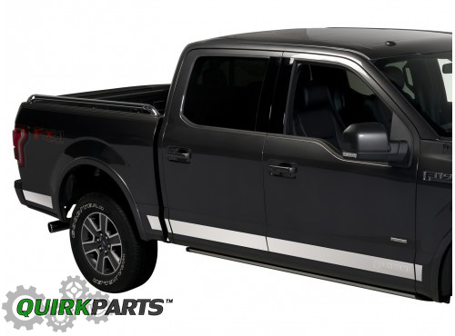 VFL3Z9910146F - Exterior: 2015 Ford F150 5.5' Bed Crew Cab Side Rocker Panel Stainless Steel Trim Kit OEM for Ford: F-150 Image