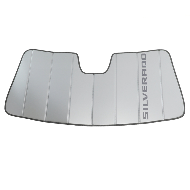 84641433 - Interior: 2019-2025 Back Rear Glass Sunshade Fits Chevrolet Silverado 1500HD 2500HD 3500HD, GMC Sierra 1500 - Silver for Chevrolet: Silverado 1500, Silverado 1500 LTD, Silverado 2500 HD, Silverado 3500 HD | GMC: Sierra 1500, Sierra 2500 HD, Sierra 3500 HD Image