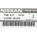 D10609AJ0A - : OEM NEW 2007-2019 Nissan Altima Juke Sentra Front Disc Brake Pad Set D1060-9AJ0A for Nissan: Altima, Juke, Sentra Image