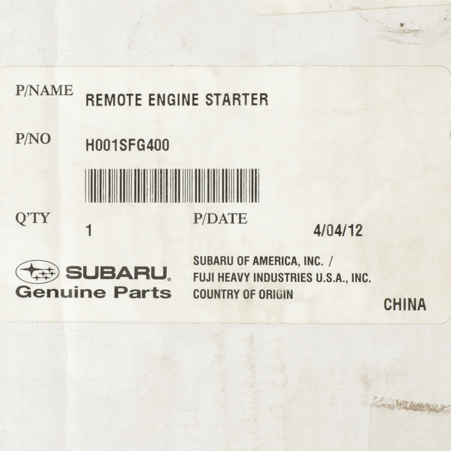 H001SFG400 - Security: Remote Engine Starter for Subaru: Impreza Image