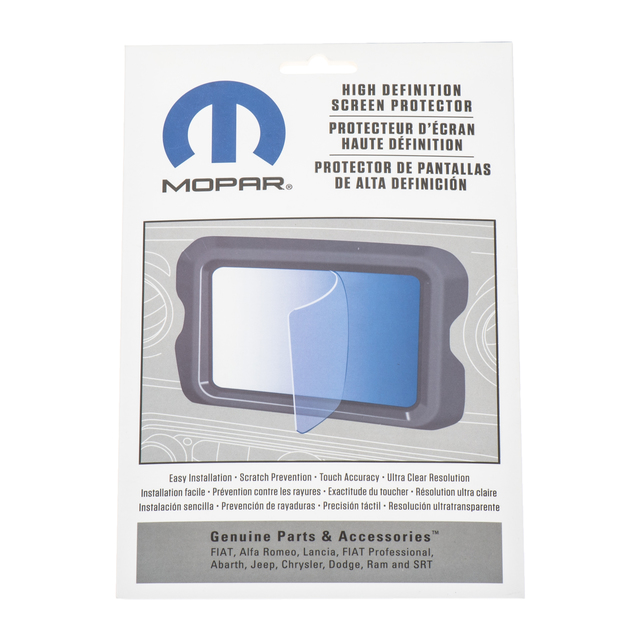 82215574 - Audio/Video and Electronics Accessories: 18-20 JEEP WRANGLER JL MEDIA CENTER 7.0" SCREEN PROTECTOR OEM NEW MOPAR 82215574 for Chrysler: Pacifica, Voyager | Jeep: Cherokee, Compass, Gladiator, Grand Cherokee, Grand Cherokee WK, Wrangler Image