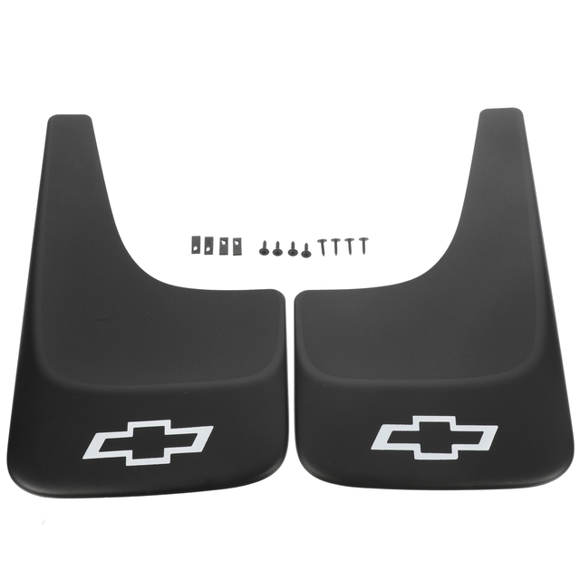 19213393 - Exterior: 1999-2011 Chevrolet Rear Splash Guards Set w/ Contoured Bowtie Logo OEM NEW for GM Image