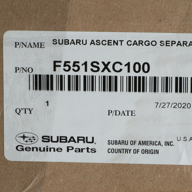 F551SXC100 - Interior: 2019-2025 Subaru Ascent Cargo Separator for Subaru: Ascent Image