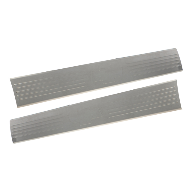 17802518 - Exterior: 2007-2014 Chevy Silverado Door Sill Plate Kit OEM BRAND NEW Part # 17802518 for Chevrolet: Silverado 1500, Silverado 1500 Classic, Silverado 1500 HD, Silverado 1500 HD Classic, Silverado 2500, Silverado 2500 HD, Silverado 2500 HD Classic, Silverado 3500, Silverado 3500 Classic, Silverado 3500 HD Image