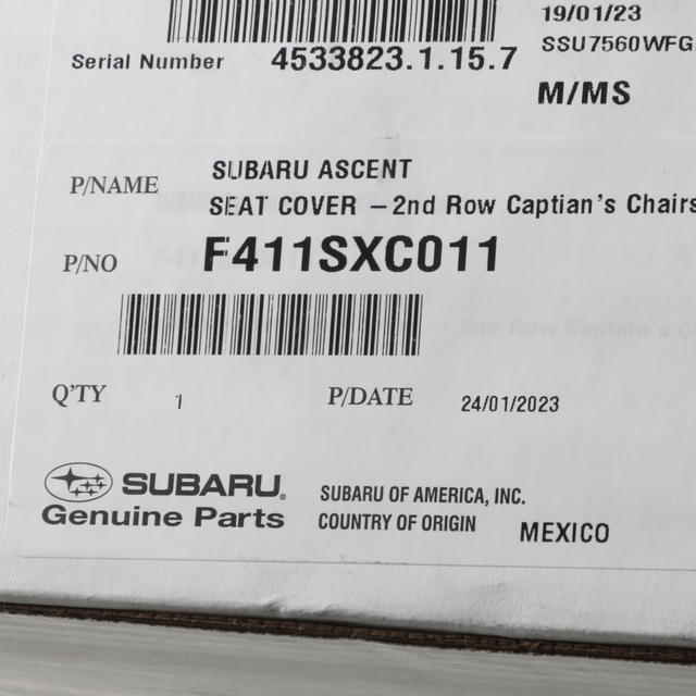 F411SXC011 - : Seat Cover - 2nd Row Captains Chairs for Subaru: Ascent Image