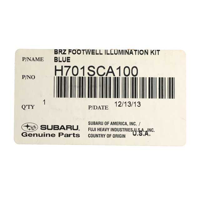 H701SCA100 - Interior: OEM NEW 2013-2020 Subaru BRZ Limited Blue Footwell Illumination Kit H701SCA100 for Subaru: BRZ Image
