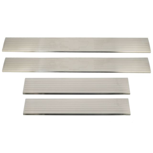17802520 - Exterior: Chevy Silverado Suburban Avalanche Stainless Steel Door Still Trim Plates OEM for Chevrolet: Avalanche, Silverado 1500, Silverado 1500 Classic, Silverado 1500 HD, Silverado 1500 HD Classic, Silverado 2500, Silverado 2500 HD, Silverado 2500 HD Classic, Silverado 3500, Silverado 3500 Classic, Silverado 3500 HD, Suburban 1500, Suburban 2500 Image