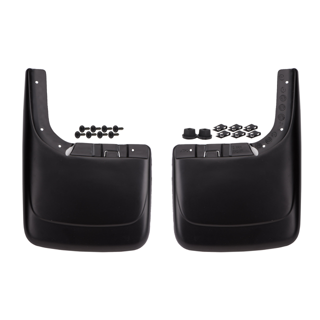 12496340 - Exterior: OEM NEW 1996-2021 GM Chevrolet Express Front Molded Splash Guards Black 12496340 for Chevrolet: Express 1500, Express 2500, Express 3500, Express 4500 | GMC: Savana 1500, Savana 2500, Savana 3500, Savana 4500 Image