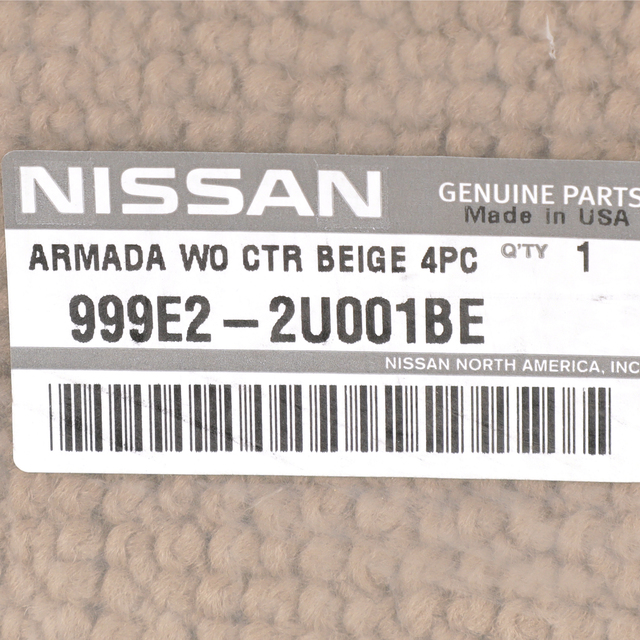 999E22U001BE - Interior: 2004 2005 2006 2007 2008 Nissan Armada FLOOR MATS WITHOUT Console Almond OEM for Nissan: Altima, Armada, Quest Image