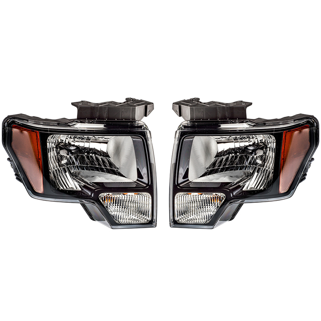 AL3Z13008AJ - Exterior: 2009-2014 Ford F-150 Right &amp; Left Head Lamp Light DARK Lenses for Ford: F-150 Image