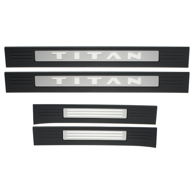 999G6W3201 - Interior: Kick Plates - Aluminum insert door sill plates (front &amp; rear) for Nissan: TITAN, TITAN XD Image