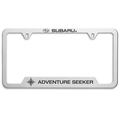 SOA342L164 - Exterior: License Plate Frame, Adventure Seeker for Subaru: Ascent, BRZ, Crosstrek, Forester, Impreza, Legacy, Outback, Solterra, WRX Image