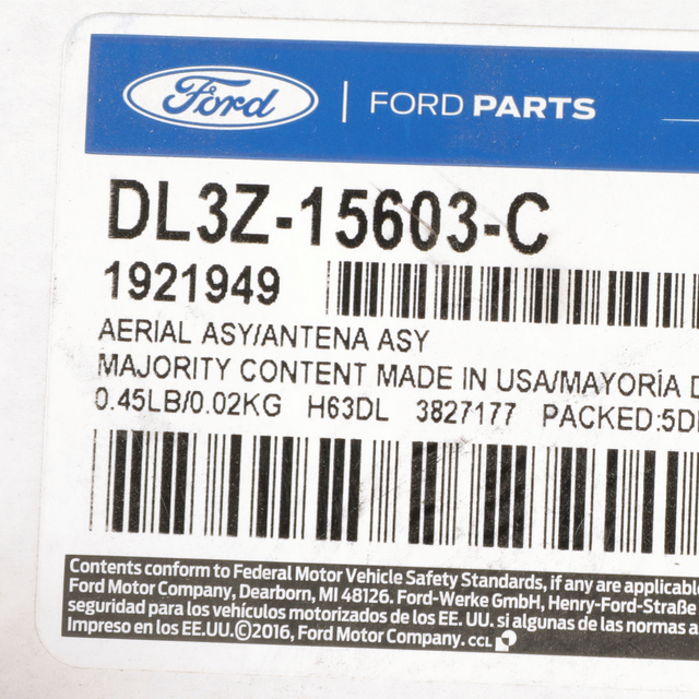 DL3Z15603C - Security: Remote Start System, Antenna Kit for Ford: C-Max, E-350 Super Duty, E-450 Super Duty, Edge, Escape, Expedition, Explorer, F-150, F-250 Super Duty, F-350 Super Duty, F-450 Super Duty, F-550 Super Duty, Flex, Focus, Fusion, Mustang, Taurus, Transit Connect | Lincoln: MKS Image