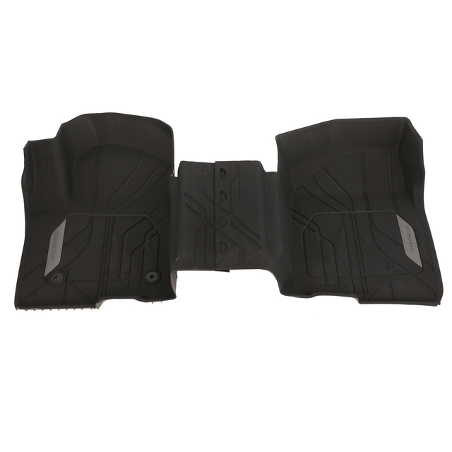 84333606 - Interior: 2019-2025 Chevrolet Silverado 1500 2500 3500 Front First Row Interlocking All Weather Floor Liners 2 Piece Black for Chevrolet: Silverado 1500, Silverado 1500 LTD, Silverado 2500 HD, Silverado 3500 HD Image