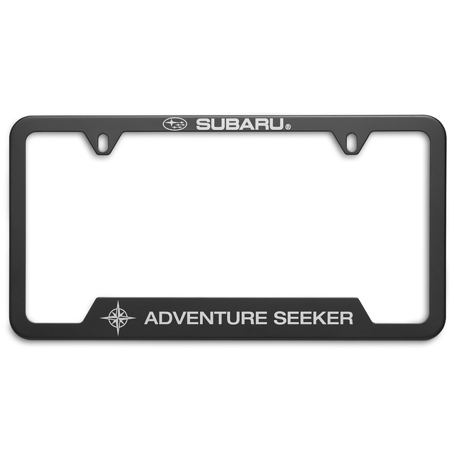 SOA342L163 - Exterior: License Plate Frame, Adventure Seeker for Subaru: Ascent, BRZ, Crosstrek, Forester, Impreza, Legacy, Outback, Solterra, WRX Image