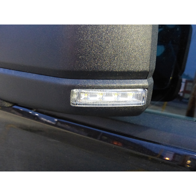 Power Heated Signal Side View Towing Mirror Assembly Compatible With 2004-2014 Ford F150 With Puddle Light Manual Folding Textured Black Pair Set : Trail Ridge Towing Side View Mirror Heated Smoked