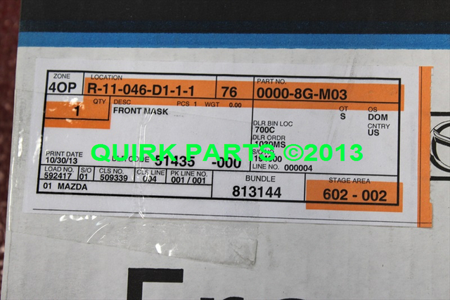 8GM03 - Exterior: 2010-2012 Mazda CX-7 Front End Mask Custom Tailored Genuine OEM NEW 0000-8G-M03 for Mazda: CX-7 Image
