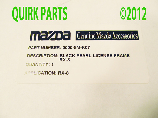 8MK07A - Exterior: License Plate Frame - Pearl Black Aluminum for Mazda: RX-8 Image