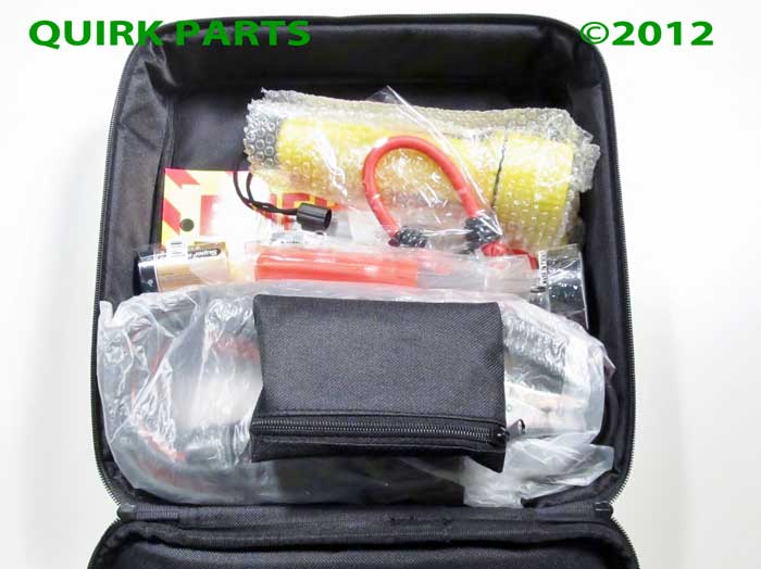 23351904 - Interior: 1989-2012 Buick Cadillac Chevrolet GMC Hummer Oldsmobile Pontiac Emergency Kit for Buick: Century, Enclave, Envision, LaCrosse, LeSabre, Lucerne, Park Avenue, Rainier, Regal, Rendezvous, Terraza, Verano | Cadillac: ATS, CTS, DeVille, DTS, Eldorado, Escalade, Escalade ESV, Escalade EXT, Seville, SRX, STS, XLR, XTS | Chevrolet: Astro, Avalanche, Avalanche 1500, Avalanche 2500, Aveo, Blazer, Camaro, Captiva Sport, Cavalier, Cobalt, Colorado, Corvette, Cruze, Equinox, Express 1500, Express 2500, Express 3500, Express 4500, HHR, Impala, Malibu, Metro, Monte Carlo, Prizm, Silverado 1500, Silverado 1500 Classic, Silverado 1500 HD, Silverado 1500 HD Classic, Silverado 2500, Silverado 2500 HD, Silverado 2500 HD Classic, Silverado 3500, Silverado 3500 Classic, Silverado 3500 HD, Sonic, SSR, Suburban 1500, Suburban 2500, Suburban C1500, Suburban C2500, Suburban K1500, Suburban K2500, Tahoe, Tracker, Trailblazer, Trailblazer EXT, Traverse, Uplander, Venture, Volt | GMC: Acadia, Canyon, Envoy, Envoy XL, Envoy XUV, Jimmy, Safari, Savana 1500, Savana 2500, Savana 3500, Savana 4500, Sierra 1500, Sierra 1500 Classic, Sierra 1500 HD, Sierra 1500 HD Classic, Sierra 2500, Sierra 2500 HD, Sierra 2500 HD Classic, Sierra 3500, Sierra 3500 Classic, Sierra 3500 HD, Terrain, Yukon, Yukon XL 1500, Yukon XL 2500 Image