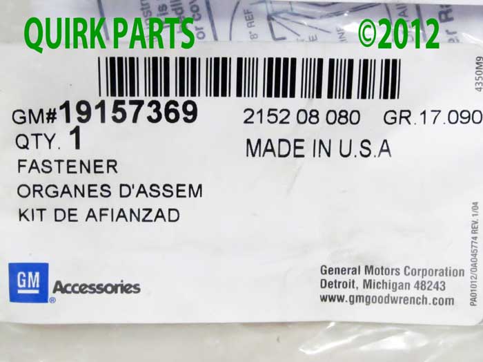 19157369 - Bed Products: 1999-2007 Chevy Silverado GMC Sierra Bed Liner Under the Rail Hardware Kit OEM for Chevrolet: Silverado 1500, Silverado 1500 Classic Image
