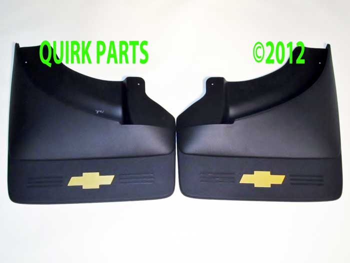 19212555 - Exterior: 2007-2012 Chevy Silverado 3500 Dually Rear Molded Splash Guards Black with Logo for Chevrolet: Silverado 1500, Silverado 1500 Classic, Silverado 1500 HD Classic, Silverado 2500 HD, Silverado 2500 HD Classic, Silverado 3500 Classic, Silverado 3500 HD Image