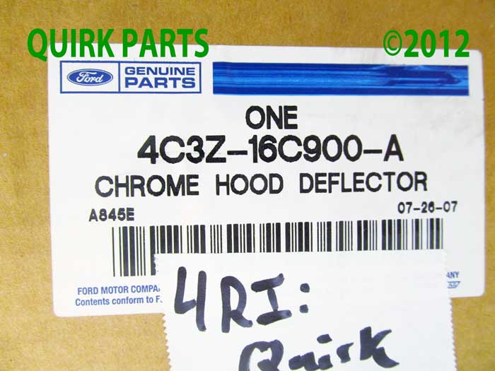 4C3Z16C900A - Exterior: 1999-2007 Ford F250/350/450/550/SD Bug Shield Mini Chrome OEM NEW for Ford: F-250 Super Duty, F-350 Super Duty, F-450 Super Duty, F-550 Super Duty Image