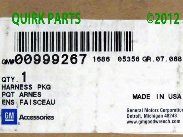 19245482 - : Trailer Hitch Wiring Harness for Buick: Park Avenue | Cadillac: Eldorado | Chevrolet: Astro, Blazer, Camaro, Cavalier, Express 1500, Express 2500, Express 3500, Express 4500, Malibu, Prizm, Venture | GMC: Jimmy, Safari, Savana 1500, Savana 2500, Savana 3500, Savana 4500 Image