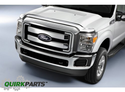CC3Z16C900B - Exterior: 2011-2016 Ford F250 F350 F450 Super Duty Chrome Hood Deflector Bug Shield OEM for Ford: E-350 Super Duty, E-450 Super Duty, F-250 Super Duty, F-350 Super Duty, F-450 Super Duty, F-550 Super Duty Image