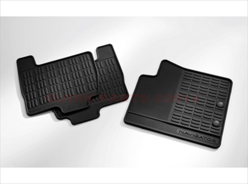 DL7Z7813300BA - Interior: 2011-2014 Lincoln Navigator Rubber Weather Floor Mats Black Front &amp; Rear OEM NEW for Ford Image