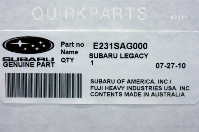 E231SAG000 - Exterior: OEM NEW 2008-2009 Subaru Legacy Hood Deflector / Bug Shield Protector E231SAG000 for Subaru: Legacy Image